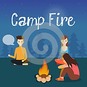 Night Camp fire vector illustration design