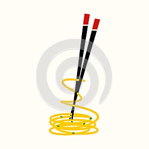 Simple Noodle Chopstick logo