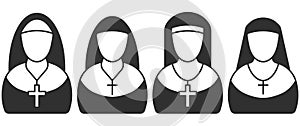 Simple Nun Icon. Sister of mercy sign. Vector illustration