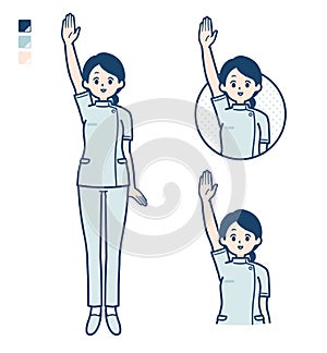 Simple nurse woman_raise-hand