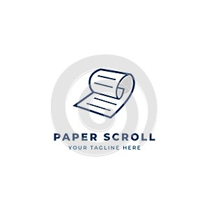 Simple office white paper scroll logo icon