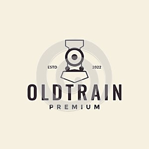 Simple old train line hipster logo design vector graphic symbol icon illustration creative idea