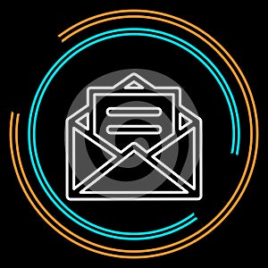 Simple Open Mail Thin Line Vector Icon