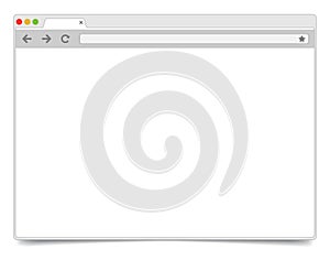 Simple opened browser window on white background with shadow. Br