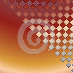 Simple orange background with geometric pattern, chess board imitation