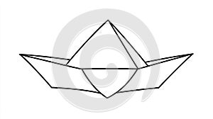 Simple Line Drawing of a Folded Paper Boat