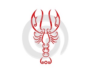 Simple Ornamental Lobster Silhouette Vector