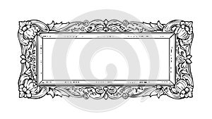 Simple Ornate Rectangular Frame Line Art Border, vector design Generative AI