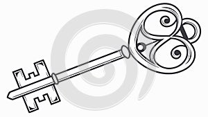 Simple Ornate Vintage Key, Solution and Access Vector Icon, vector design Generative AI