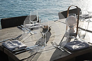 Simple outdoor restaurant table setting