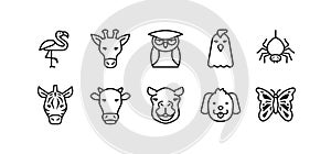 Simple outline animal icons pack