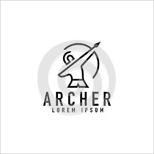 Simple outline archery logo design, archer logo, clean and minimalist logo, sports logo vector template photo