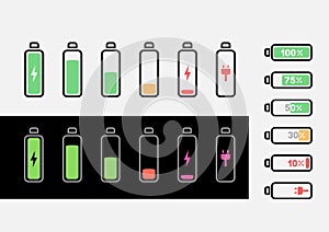 simple outline battery icon set