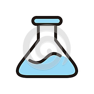 Simple outline black icon of chemical flasks. Pixel perfect 48x48 px