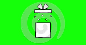 Simple outline gift icon loop animation. Gift symbol or sign animation isolated on green background for birthday or