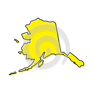 Simple outline map of Alaska is a state of United States. Styliz