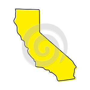 Simple outline map of California is a state of United States. Stylized line design