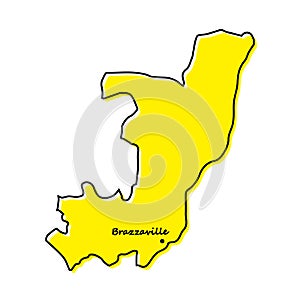 Simple outline map of Congo with capital location