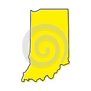 Simple outline map of Indiana is a state of United States. Styli