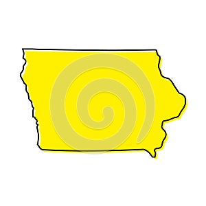 Simple outline map of Iowa is a state of United States. Stylized