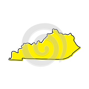 Simple outline map of Kentucky is a state of United States. Styl