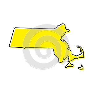 Simple outline map of Massachusetts is a state of United States