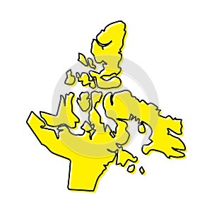 Simple outline map of Nunavut is a province of Canada.