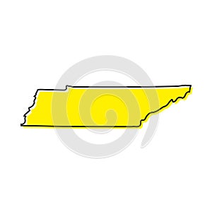 Simple outline map of Tennessee is a state of United States. Sty