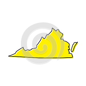 Simple outline map of Virginia is a state of United States. Styl