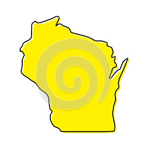 Simple outline map of Wisconsin is a state of United States. Sty