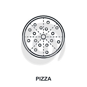 Simple outline Pizza icon. Pixel perfect linear element. Pizza icon outline style for using in mobile app, web UI, print.