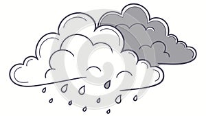 Simple Outline Rainy Cloud, Basic Weather Forecast Icon, vector design Generative AI