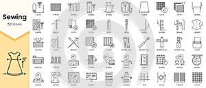 Simple Outline Set of Sewing icons. Linear style icons pack. Vector illustration