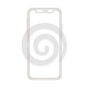 Simple outline of standard smartphone for mockups. User experience design. Vector illustration.