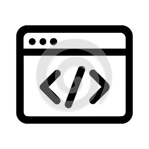 Simple Line Style Programming Code Symbol Inside Browser Window Icon