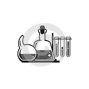 Simple outline vector icon of laboratory beakers