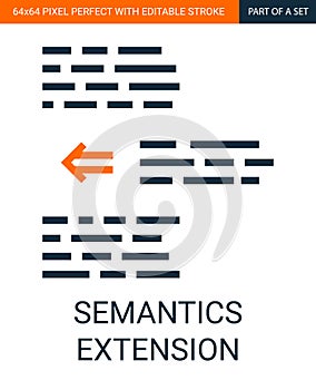 Simple Outline Vector of Text Semantics Extension Icon for UI and UX photo