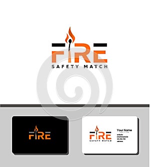 Simple and outstanding of fire on match logo