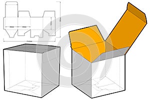 Simple Packaging Box Internal measurement 10x10x10cm and Die-cut Pattern.