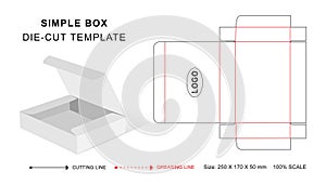 Simple packaging die cut template, 3d box, keyline