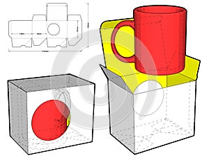 Simple Packaging Mug Box and Die-cut Pattern.