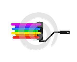Simple paint roller with rainbow color