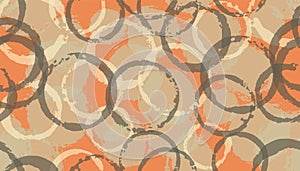 Simple painted circles geometry fabric print. Round shape blob overlapping elements vector seamless