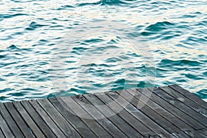 simple panoramic background wallpaper pattern of wooden deck floor sea waterfront perspective foreshortening material surface with