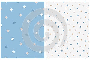 Simple Pastel Blue and Beige Abstract Starry Print