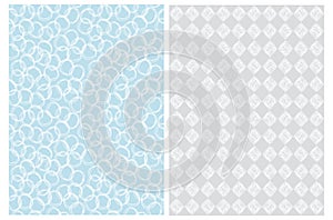 Simple Pastel Color Geometric Seamless Vector Patterns with Circles and Diamonds.