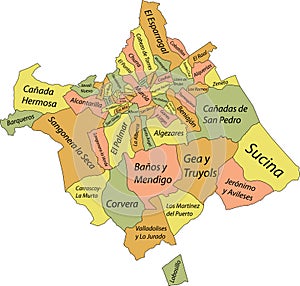 Pastel map of districts of municipality of Murcia, Spain photo