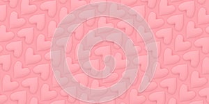 Simple pattern of pink hearts for Valentine`s day or other romantic theme background. 3d Render