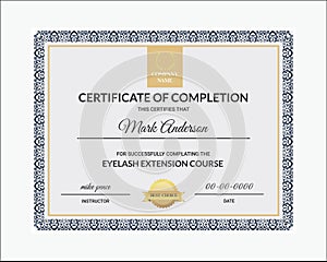 Simple and Pattern Style completion Certificate Template