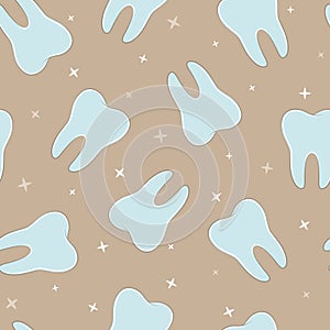 A simple pattern with a tooth. Seamless background. Vector.